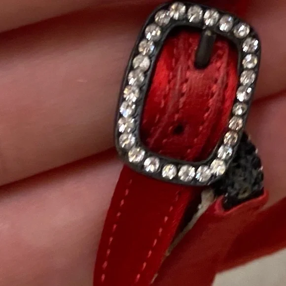 Donna Karan Red Satin Peep Toe Pumps slingback 8 4"heels - Picture 9 of 9